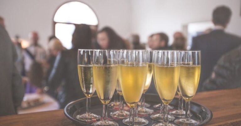 Event - Clear Flute Glasses on Black Tray